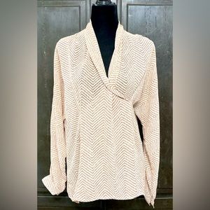 Sophistication sheer brn/tan longsleeves blouse - Size 12